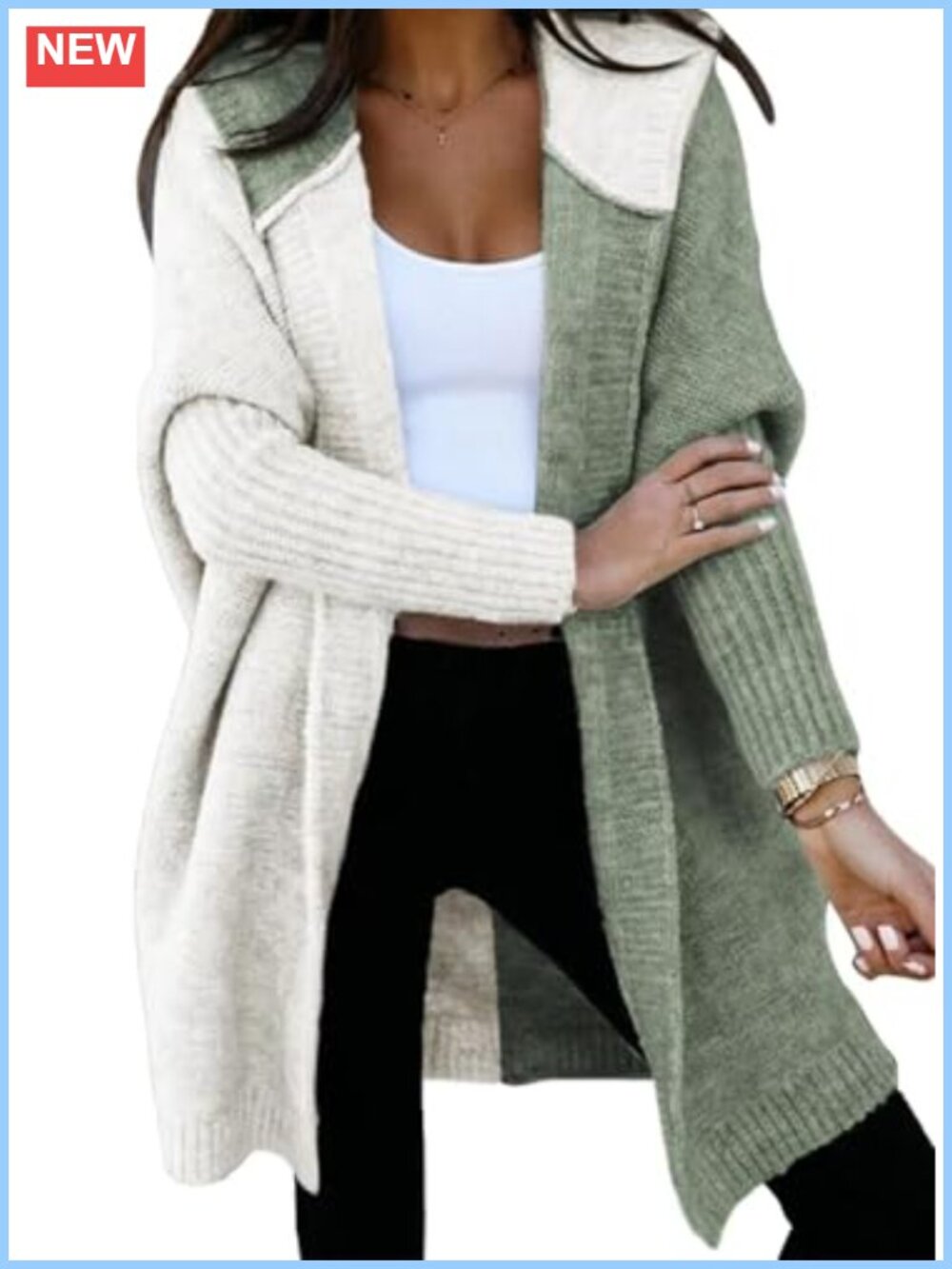 Hooded Knit Cardigan Sweater Open Front Long Sleeve Casual Fall Winter